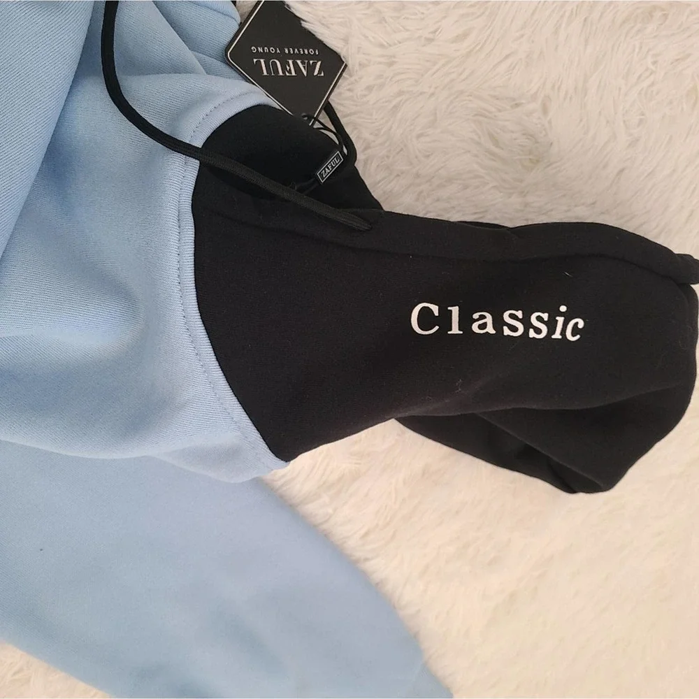 Zaful Forever Young Blue And Black Classic Rostory Child Hoodie SZ 6 NWT - Picture 8 of 11